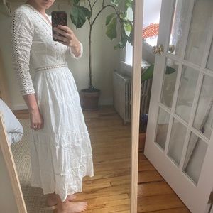 J.crew midi white embroidered dress XS